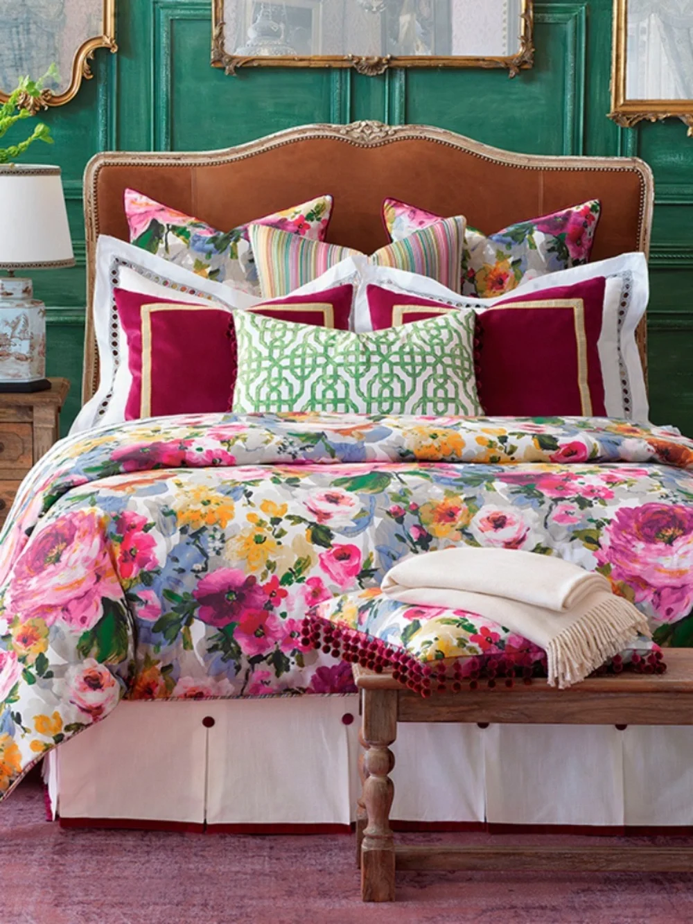 Eastern Accents Luxury Tresco Collection Full Comforter Floral 100% Cotton